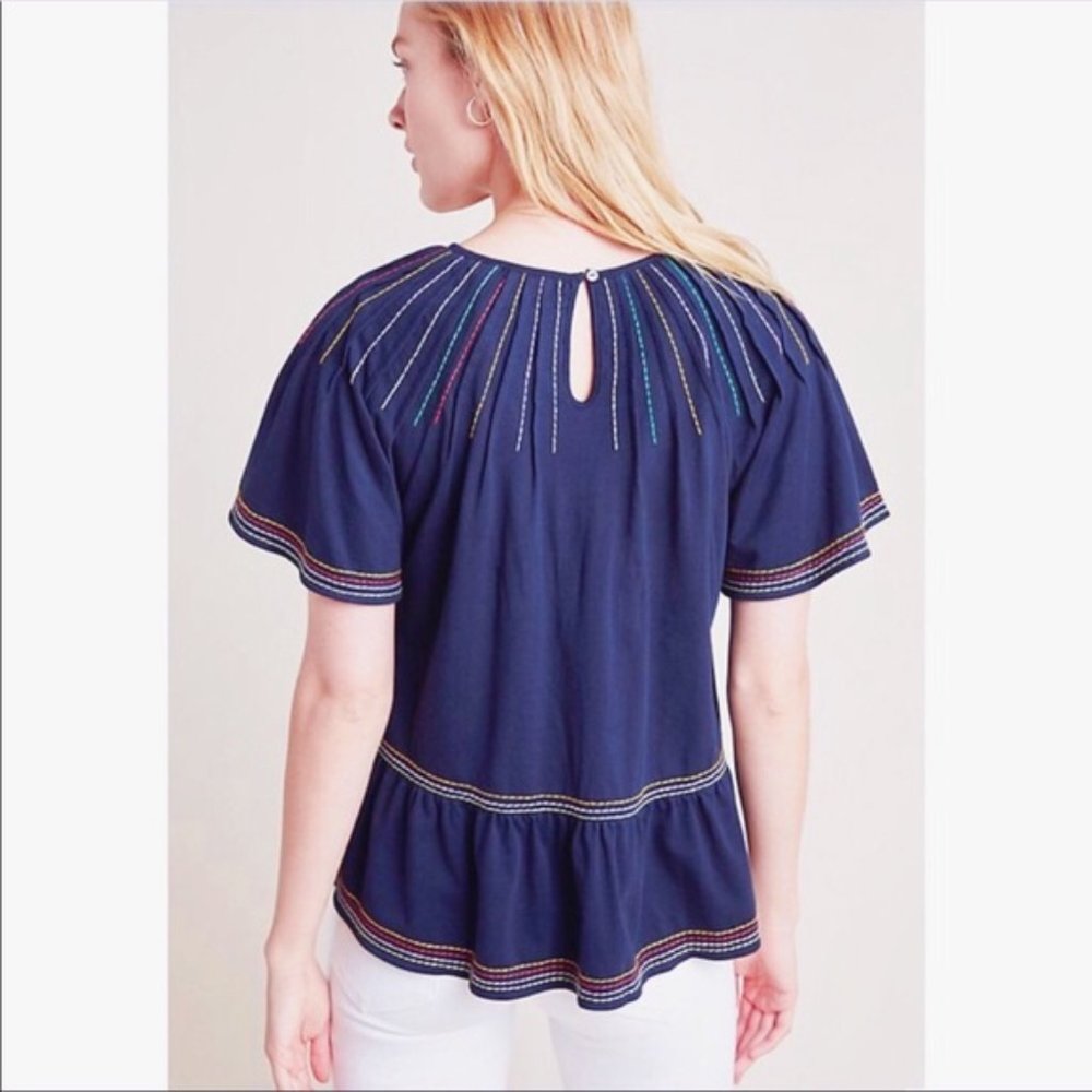 MAEVE navy Chamonix embroidered swing top - Picture 2 of 6